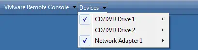 show devices with vmware server console