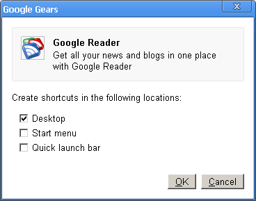 creating an application shortcut for google reader with google chrome