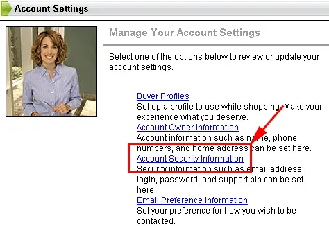 select account security information
