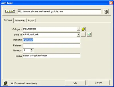 Dialog window to save audio stream as a file