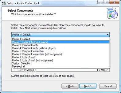 installing the k-lite codec pack, without player