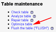 table maintenance phpmyadmin