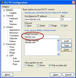 Saving PuTTY configure options