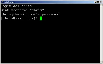 Logged in to an
SSH server using PuTTY