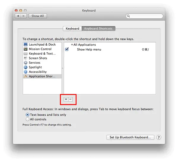 application shortcuts on mac os x