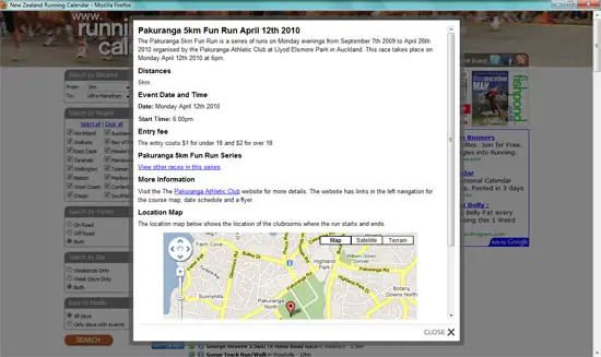 new
zealand running calendar event page popup