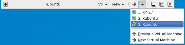 closeup of the vmware toolbar